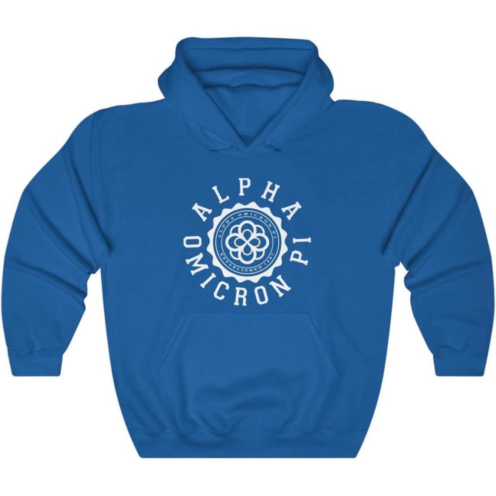 imageGreekgear Alpha Omicron Pi Unisex College Seal HoodieRoyal
