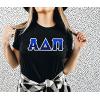 Alpha Delta Pi Two Tone Greek Lettered T-Shirt(Black)