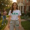 Greekgear Women’s Alpha Epsilon Phi Lettered Thigh Sweatpants(Sports Grey)