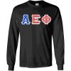 Alpha Epsilon Phi Greek Letter American Flag Long Sleeve Tee(Black)