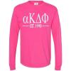 Alpha Kappa Delta Phi Custom Greek Lettered Long Sleeve T-Shirt(Neon Pink)