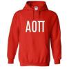 Alpha Omicron Pi AOII World Famous Greek Hoodie – Red with White Imprint(Red)