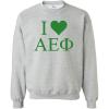 I Love Alpha Epsilon Phi Crewneck Sweatshirt(Light Grey)