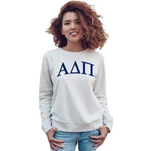 Alpha Delta Pi Arched Greek Lettered Crewneck Sweatshirt(Light Grey)