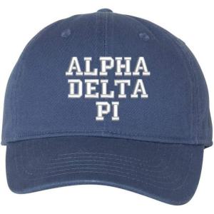 Alpha Delta Pi Pigment Dyed Baseball Cap(Navy W/White Thread Color)