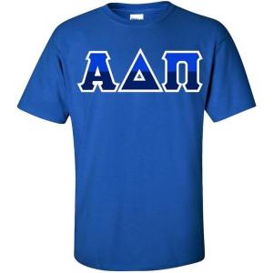 Alpha Delta Pi Two Tone Greek Lettered T-Shirt(Royal Blue)