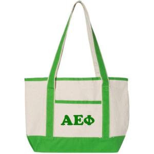 Alpha Epsilon Phi Sailing Tote Bag(Natural/ Lime Green)