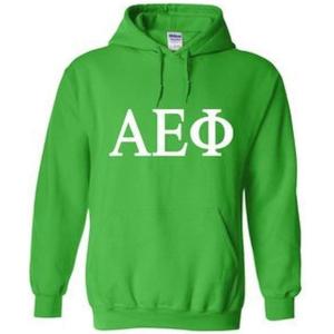 Alpha Epsilon Phi World Famous Greek Hoodie – Kelly Green with White Imprint(Kelly Green)