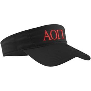 Alpha Omicron Pi AOII Greek Letter Visor(Black W/Red Thread Color)