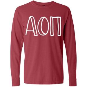Alpha Omicron Pi AOII Greek Long Sleeve T-Shirt(Paprika)