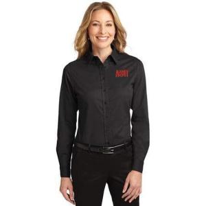 Alpha Omicron Pi AOII Long Sleeve Oxford(Black/Light Stone)