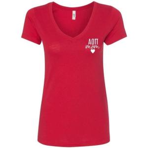 Alpha Omicron Pi AOII Mom Ideal V-Neck(Red)
