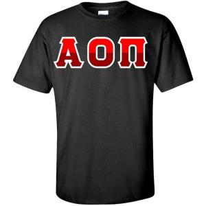 Alpha Omicron Pi AOII Two Tone Greek Lettered T-Shirt(Black)