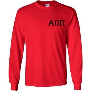 Alpha Omicron Pi AOII World Famous Crest Long Sleeve T-Shirt(Red)