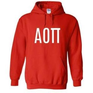 Alpha Omicron Pi AOII World Famous Greek Hoodie – Red with White Imprint(Red)