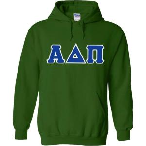 Greekgear Alpha Delta Pi Lettered Hooded Sweatshirt(Forest Green)