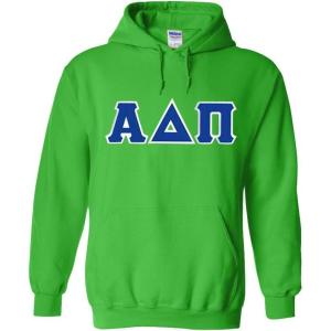 Greekgear Alpha Delta Pi Lettered Hooded Sweatshirt(Irish Green)