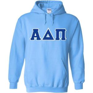 Greekgear Alpha Delta Pi Lettered Hooded Sweatshirt(Light Blue)