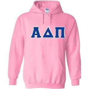 Greekgear Alpha Delta Pi Lettered Hooded Sweatshirt(Light Pink)