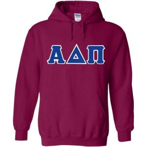 Greekgear Alpha Delta Pi Lettered Hooded Sweatshirt(Magenta Pink)
