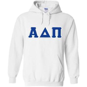 Greekgear Alpha Delta Pi Lettered Hooded Sweatshirt(White)