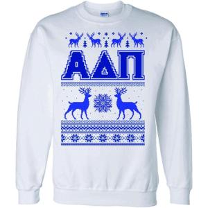 Greekgear Alpha Delta Pi Ugly Christmas Sweater Crewneck Sweatshirt(White)