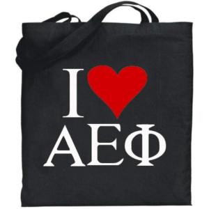Greekgear Alpha Epsilon Phi I Love Tote Bags(Black)