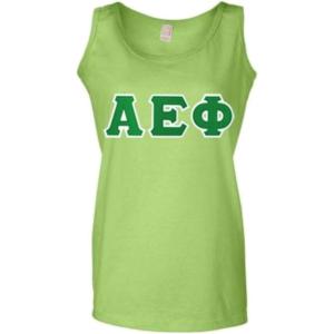 Greekgear Alpha Epsilon Phi Lettered Ladies Tank Top(Green)