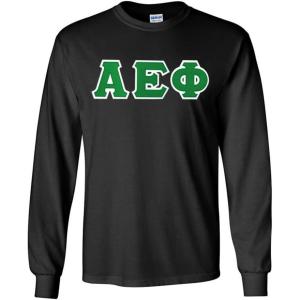Greekgear Alpha Epsilon Phi Lettered Long Sleeve Tee(Black)