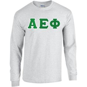 Greekgear Alpha Epsilon Phi Lettered Long Sleeve Tee(Sports Grey)
