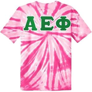Greekgear Alpha Epsilon Phi Lettered Tie-Dye T-Shirts(Pink)