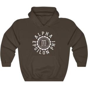 Greekgear Alpha Epsilon Phi Unisex College Seal Hoodie(Dark Chocolate)
