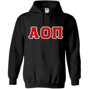 Greekgear Alpha Omicron Pi AOII Lettered Hoodie(Black)