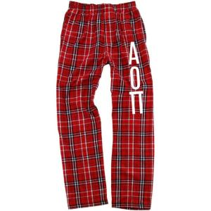 Greekgear Alpha Omicron Pi AOII Pajamas Flannel Pant(Red/White)