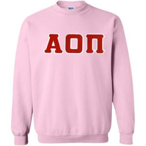 Greekgear Alpha Omicron Pi Lettered Crewneck(Light Pink)