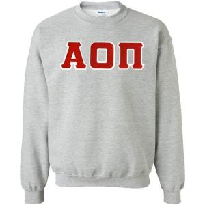 Greekgear Alpha Omicron Pi Lettered Crewneck(Sports Grey)