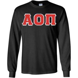 Greekgear Alpha Omicron Pi Lettered Long Sleeve Tee(Black)