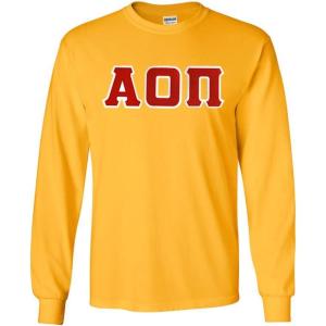 Greekgear Alpha Omicron Pi Lettered Long Sleeve Tee(Gold)