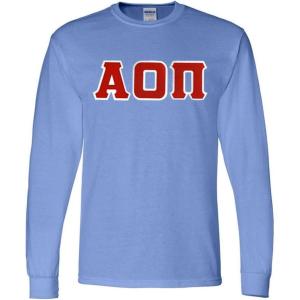 Greekgear Alpha Omicron Pi Lettered Long Sleeve Tee(Light Blue)