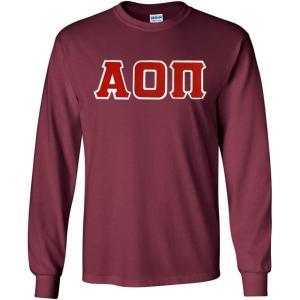 Greekgear Alpha Omicron Pi Lettered Long Sleeve Tee(Maroon)