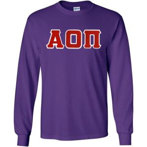 Greekgear Alpha Omicron Pi Lettered Long Sleeve Tee(Purple)