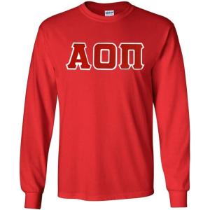 Greekgear Alpha Omicron Pi Lettered Long Sleeve Tee(Red)