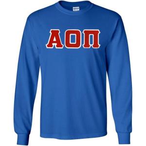 Greekgear Alpha Omicron Pi Lettered Long Sleeve Tee(Royal Blue)