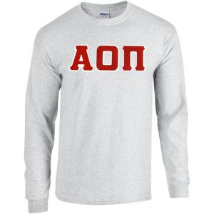 Greekgear Alpha Omicron Pi Lettered Long Sleeve Tee(Sports Grey)