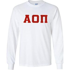 Greekgear Alpha Omicron Pi Lettered Long Sleeve Tee(White)