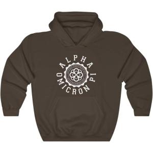 Greekgear Alpha Omicron Pi Unisex College Seal Hoodie(Dark Chocolate)