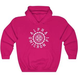 Greekgear Alpha Omicron Pi Unisex College Seal Hoodie(Heliconia)