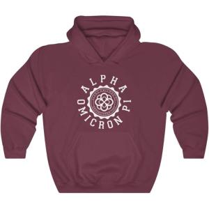 Greekgear Alpha Omicron Pi Unisex College Seal Hoodie(Maroon)