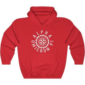 Greekgear Alpha Omicron Pi Unisex College Seal Hoodie(Red)