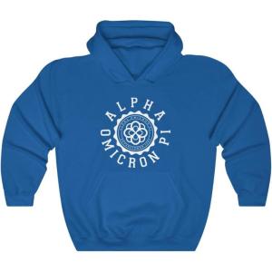 Greekgear Alpha Omicron Pi Unisex College Seal Hoodie(Royal)